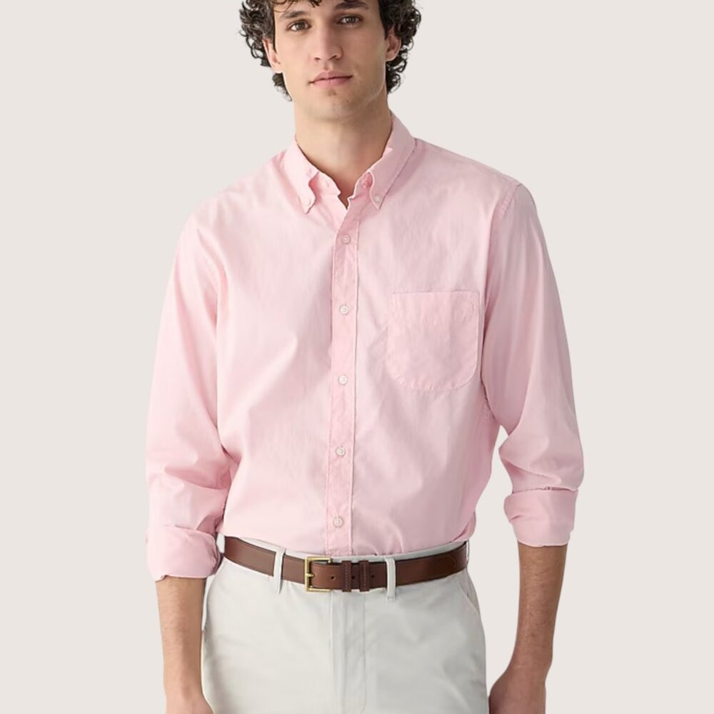 J. CREW Men's EUC Slim Untucked Organic Cotton Poplin Shirt Stretch | Size S